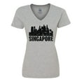 thumbnail image 1 of Inktastic Singapore City Skyline with Grunge Women's V-Neck T-Shirt, 1 of 5