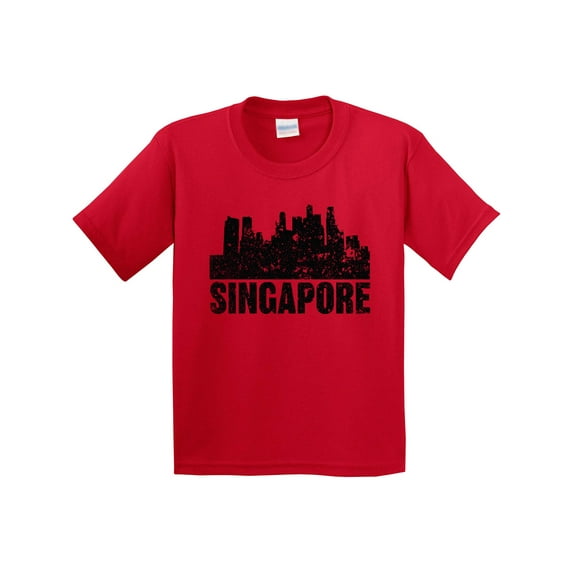 Inktastic Singapore City Skyline with Grunge Youth T-Shirt
