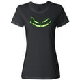 thumbnail image 1 of Inktastic Sinister Grinning Pumpkin Face in Lime Green Glow Women's T-Shirt, 1 of 5