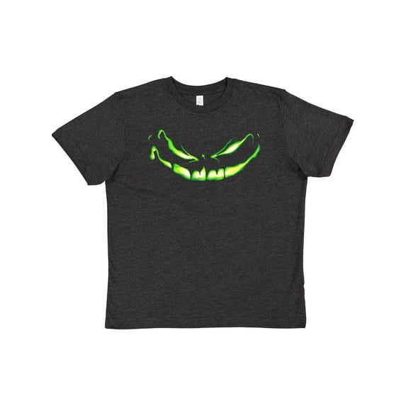 Inktastic Sinister Grinning Pumpkin Face in Lime Green Glow Youth T-Shirt