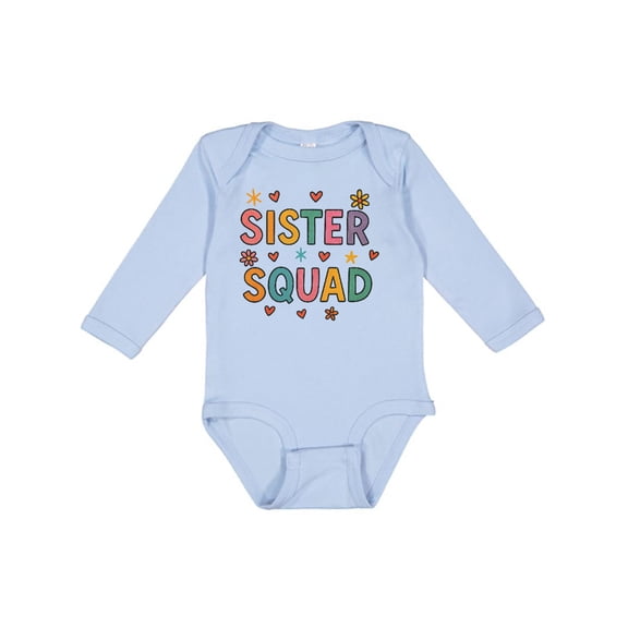 Inktastic Sister Squad Colorful Design Boys or Girls Long Sleeve Baby Bodysuit