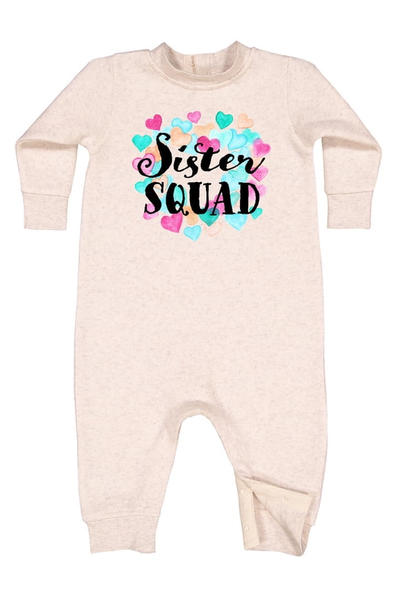 Sister Squad Hearts Baby Fleece Romper