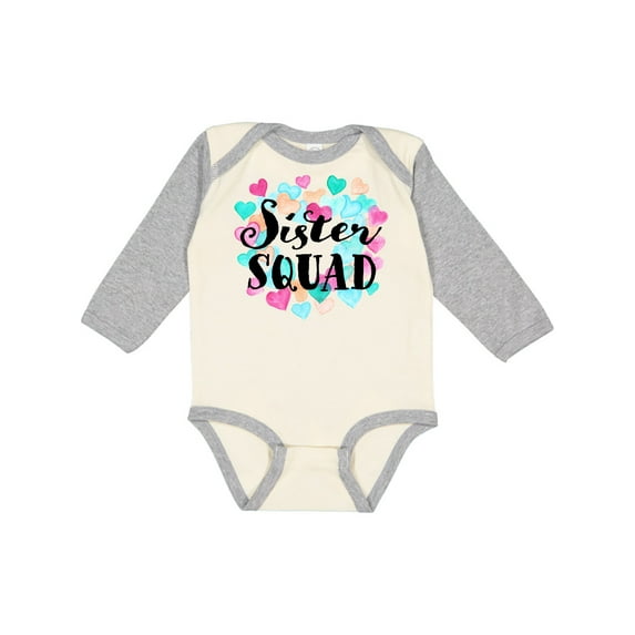 Inktastic Sister Squad Hearts Girls Long Sleeve Baby Bodysuit