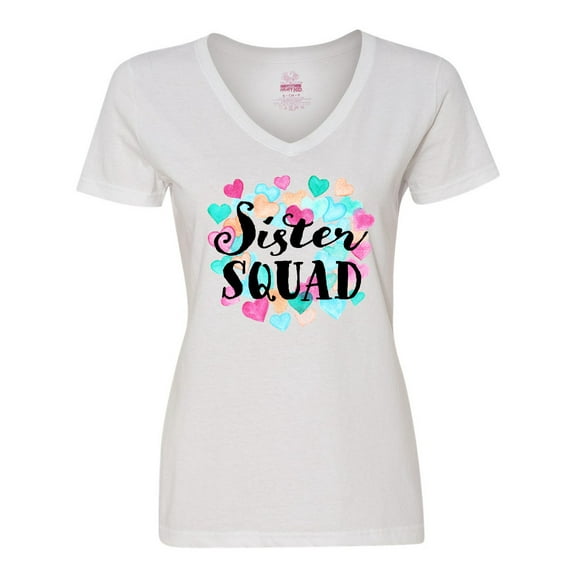 Inktastic Sister Squad hearts Women's V-Neck T-Shirt