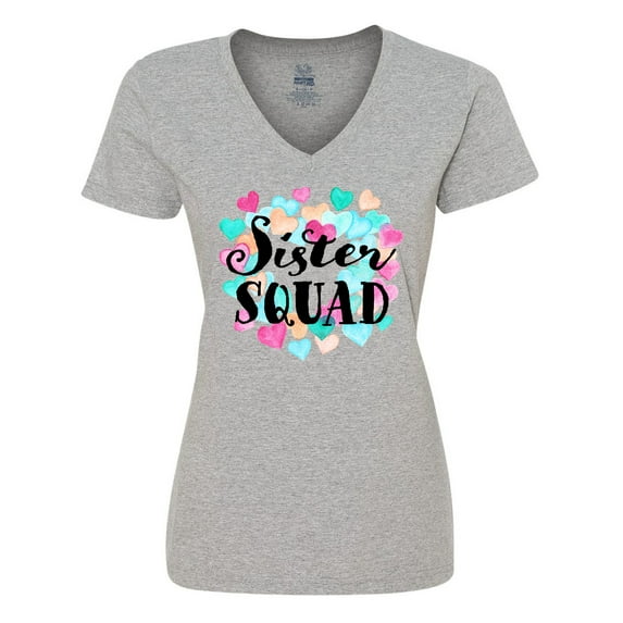 Inktastic Sister Squad hearts Women's V-Neck T-Shirt