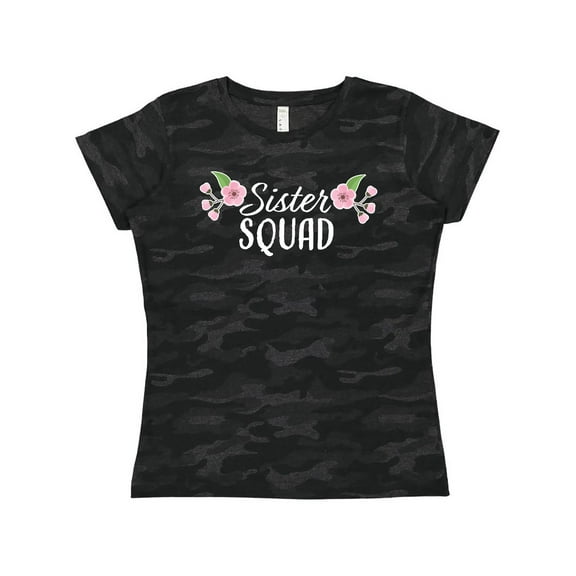 Inktastic Sister Squad with Pink Flowers Women's T-Shirt