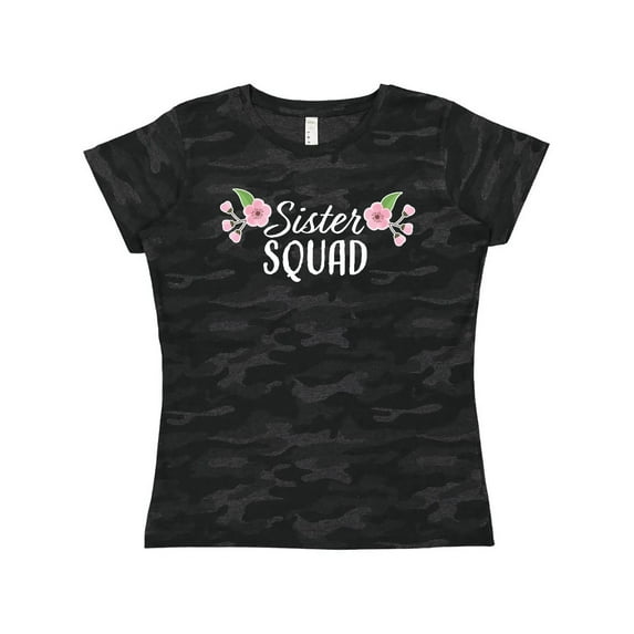 Inktastic Sister Squad with Pink Flowers Women's T-Shirt