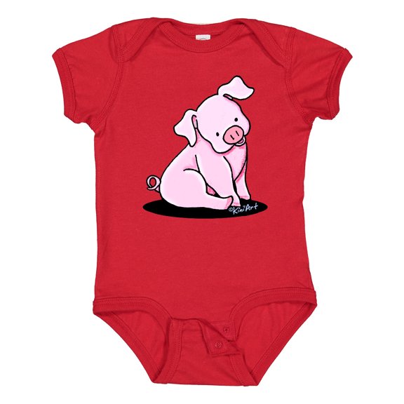 Inktastic Sitting Pig Boys or Girls Baby Bodysuit