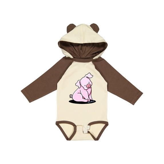 Inktastic Sitting Pig Boys or Girls Long Sleeve Baby Bodysuit
