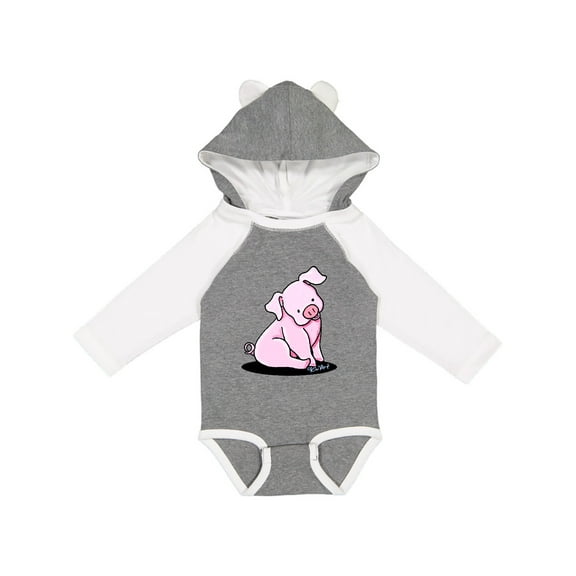 Inktastic Sitting Pig Boys or Girls Long Sleeve Baby Bodysuit