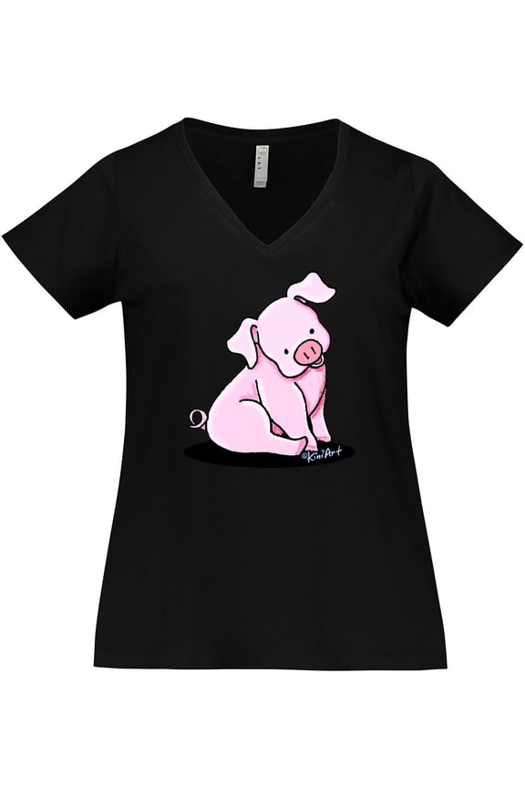 Sitting Pig Women's Plus Size V-Neck T-Shirt