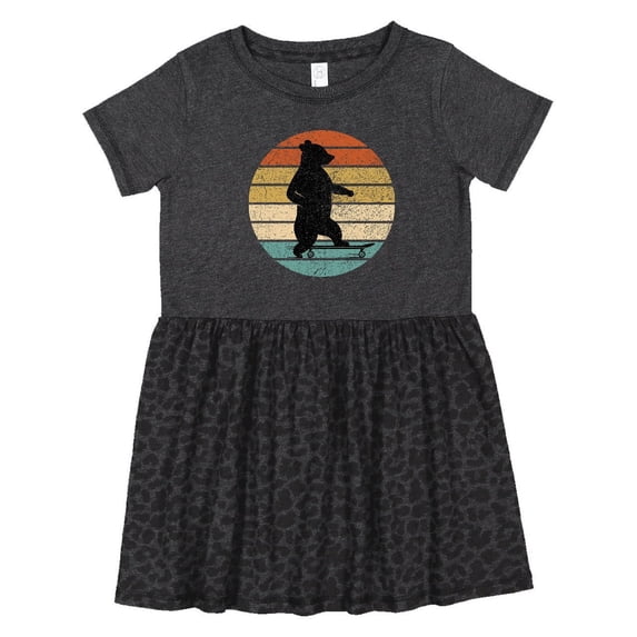 Inktastic Skateboard Bear Retro Sunset Girls Toddler Dress