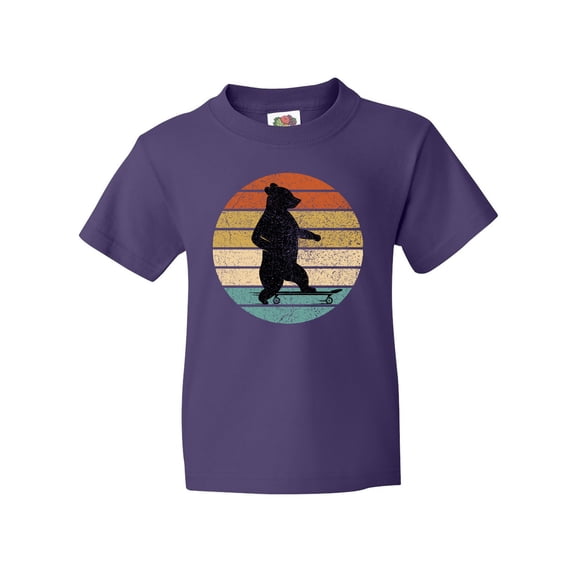 Inktastic Skateboard Bear Retro Sunset Youth T-Shirt