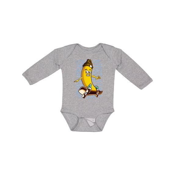 Inktastic Skateboarding Banana Funny Skater Boys or Girls Long Sleeve Baby Bodysuit