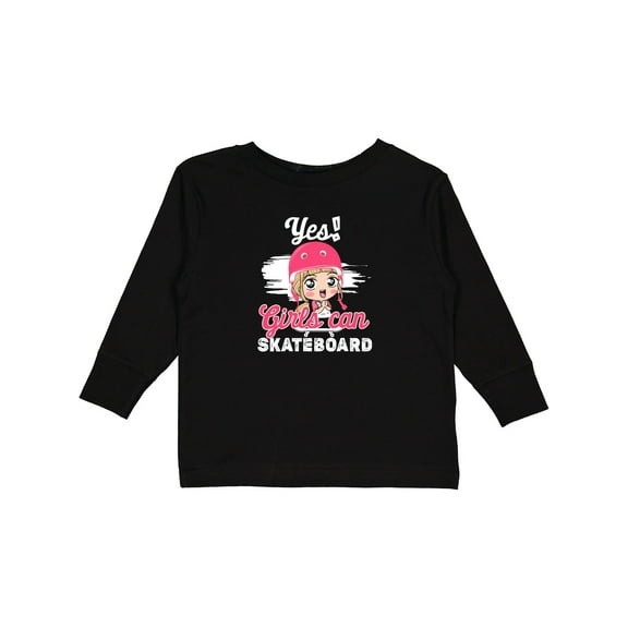 Inktastic Skateboarding Cute Girls Girls Long Sleeve Toddler T-Shirt