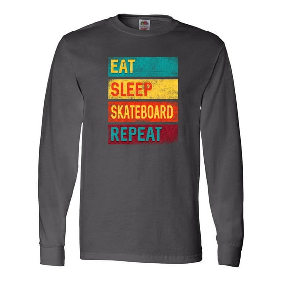 Inktastic Skateboarding Eat Sleep Skateboard Repeat Long Sleeve T-Shirt