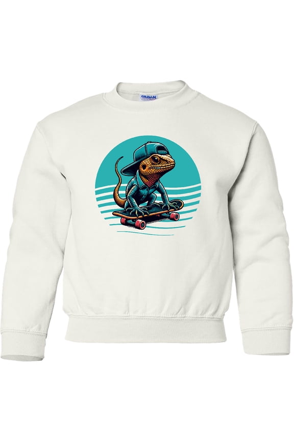 Skateboarding Lizard Funny Skateboard Youth Sweatshirt