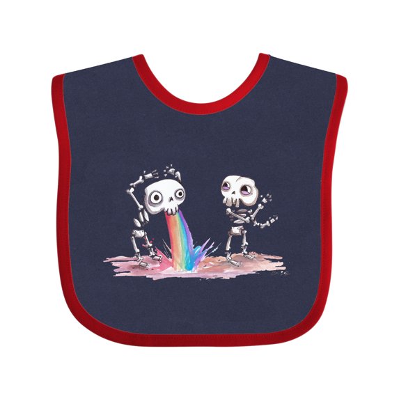 Inktastic Skeleton Pukes Rainbow Boys or Girls Baby Bib