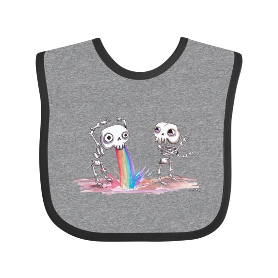 Inktastic Skeleton Pukes Rainbow Boys or Girls Baby Bib