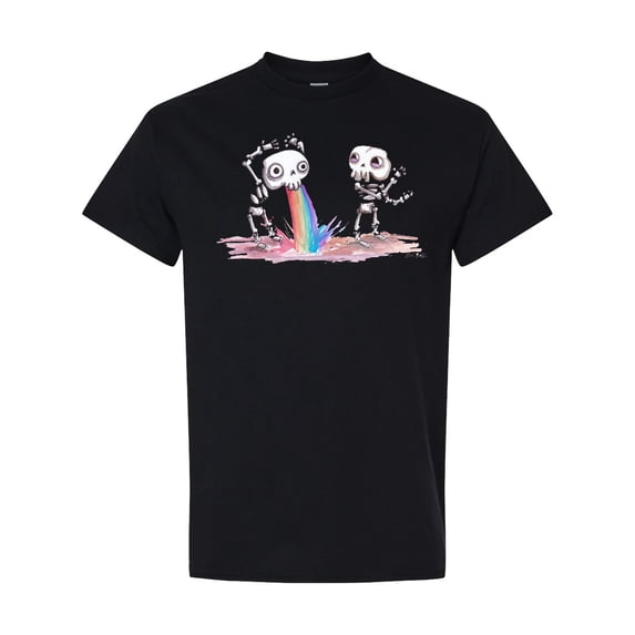 Inktastic Skeleton Pukes Rainbow T-Shirt