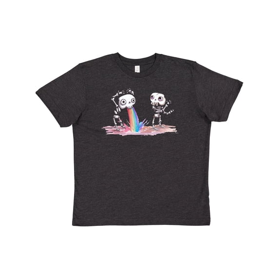Inktastic Skeleton Pukes Rainbow Youth T-Shirt