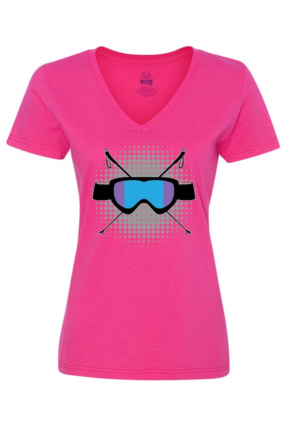 Ski Mask Skiing Gift Women's V-Neck T-Shirt