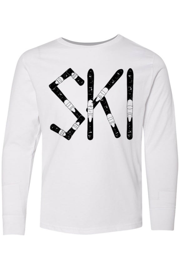 Ski Rough Text Long Sleeve Youth T-Shirt