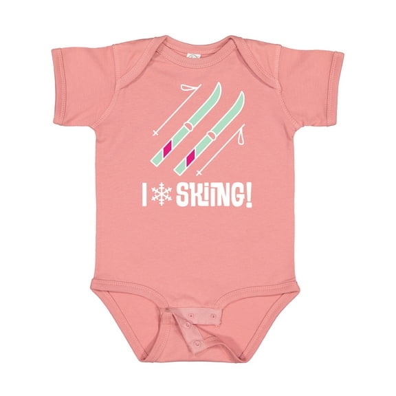 Inktastic Skier I Love Skiing Girls Baby Bodysuit