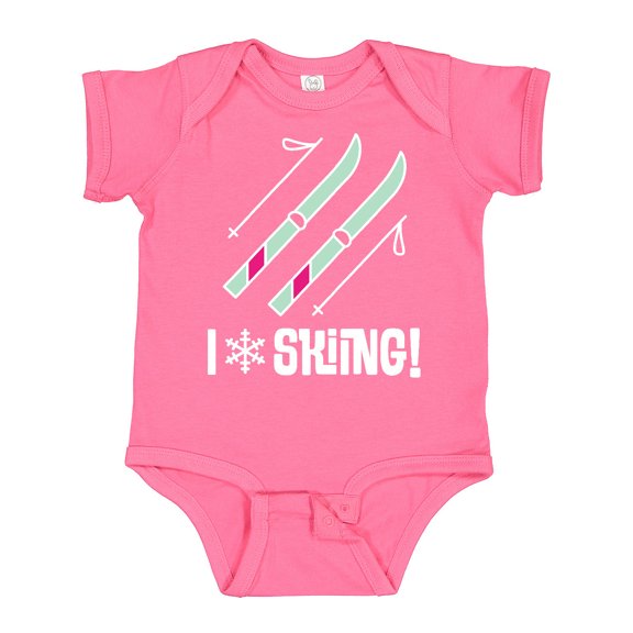 Inktastic Skier I Love Skiing Girls Baby Bodysuit