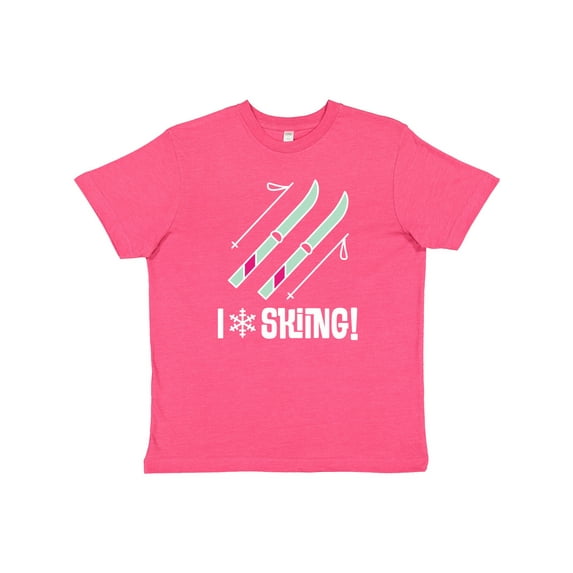 Inktastic Skier I Love Skiing Youth T-Shirt