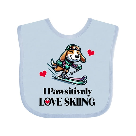 Inktastic Skiing Beagle Puppy Skier Boys or Girls Baby Bib