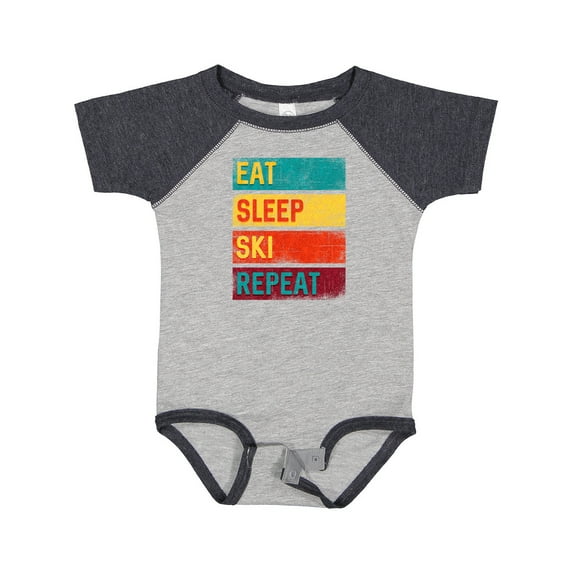 Inktastic Skiing Eat Sleep Ski Repeat Boys or Girls Baby Bodysuit