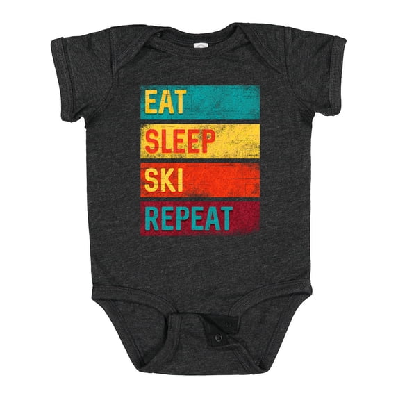 Inktastic Skiing Eat Sleep Ski Repeat Boys or Girls Baby Bodysuit