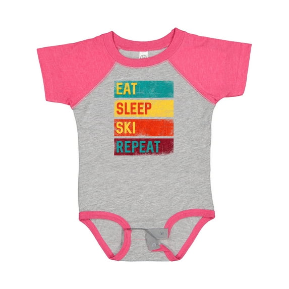 Inktastic Skiing Eat Sleep Ski Repeat Boys or Girls Baby Bodysuit