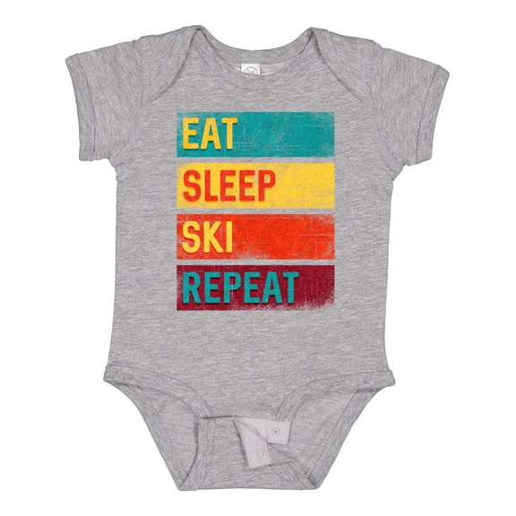 Inktastic Skiing Eat Sleep Ski Repeat Boys or Girls Baby Bodysuit