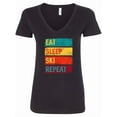 thumbnail image 1 of Inktastic Skiing Eat Sleep Ski Repeat Women's V-Neck T-Shirt, 1 of 5