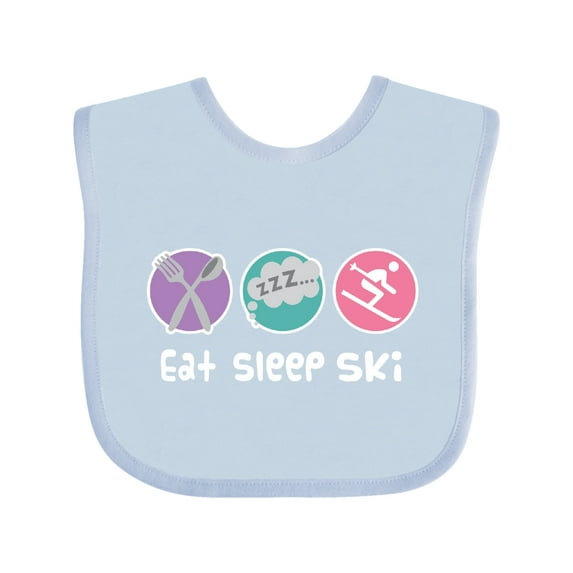 Inktastic Skiing Eat Sleep Ski Sports Girls Baby Bib