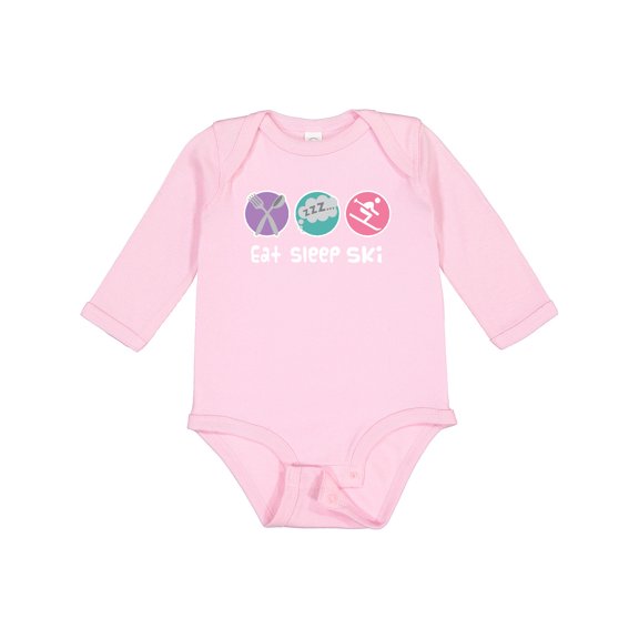 Inktastic Skiing Eat Sleep Ski Sports Girls Long Sleeve Baby Bodysuit