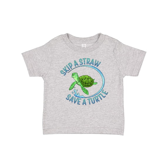 Inktastic Skip a Straw Save a Turtle with Cute Green Sea Turtle Boys or Girls Baby T-Shirt