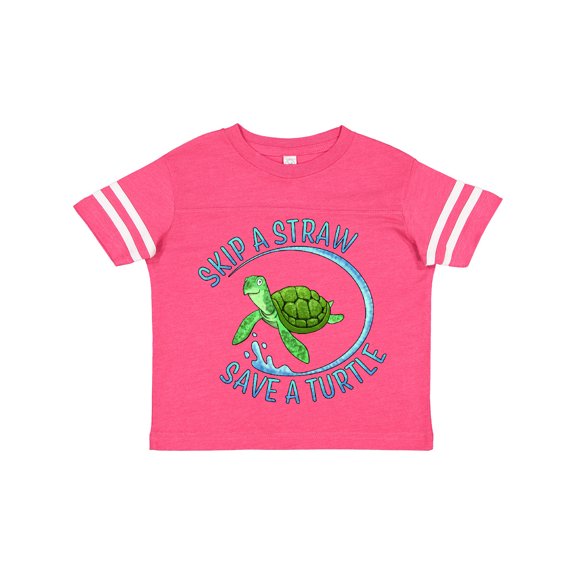 Inktastic Skip a Straw Save a Turtle with Cute Green Sea Turtle Boys or Girls Toddler T-Shirt