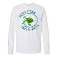 thumbnail image 1 of Inktastic Skip a Straw Save a Turtle with Cute Green Sea Turtle Long Sleeve T-Shirt, 1 of 5