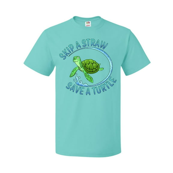 Inktastic Skip a Straw Save a Turtle with Cute Green Sea Turtle T-Shirt