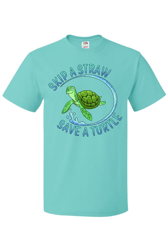 Skip a Straw Save a Turtle with Cute Green Sea Turtle T-Shirt