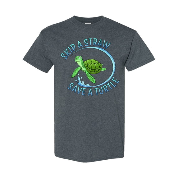Inktastic Skip a Straw Save a Turtle with Cute Green Sea Turtle T-Shirt