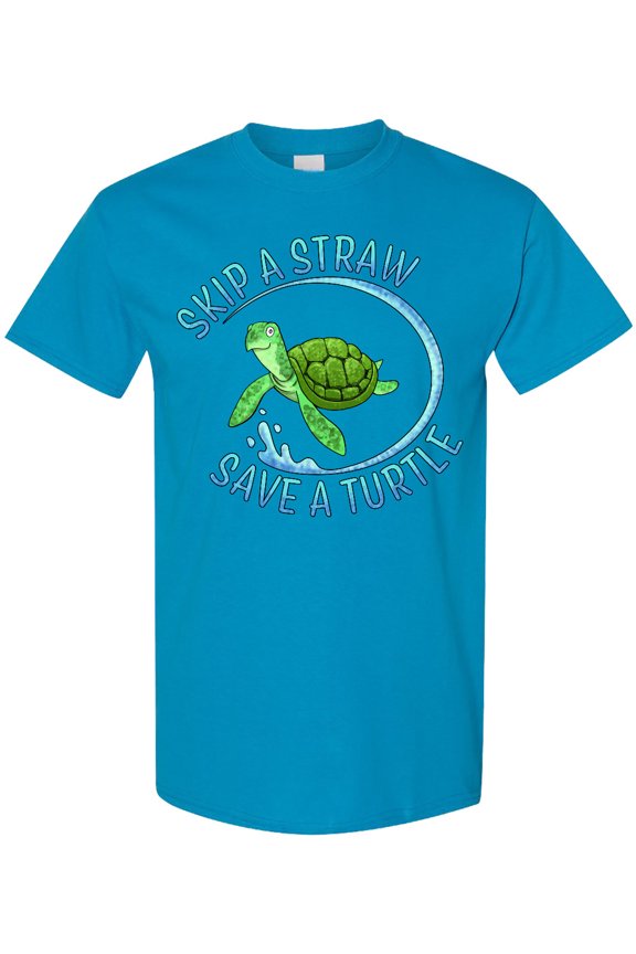 Skip a Straw Save a Turtle with Cute Green Sea Turtle T-Shirt