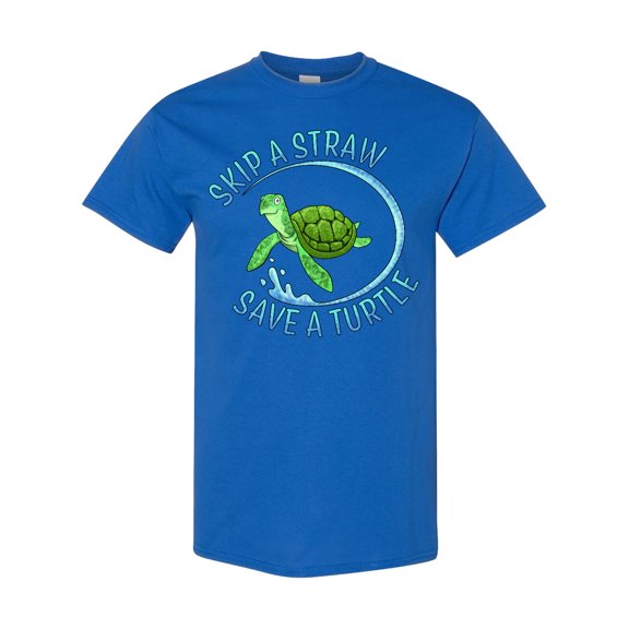 Inktastic Skip a Straw Save a Turtle with Cute Green Sea Turtle T-Shirt