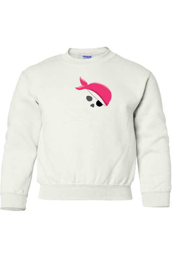 Skull and Crossbones Pirate Girl Youth Sweatshirt