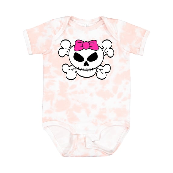 Inktastic Skull with Bow Girls Baby Bodysuit