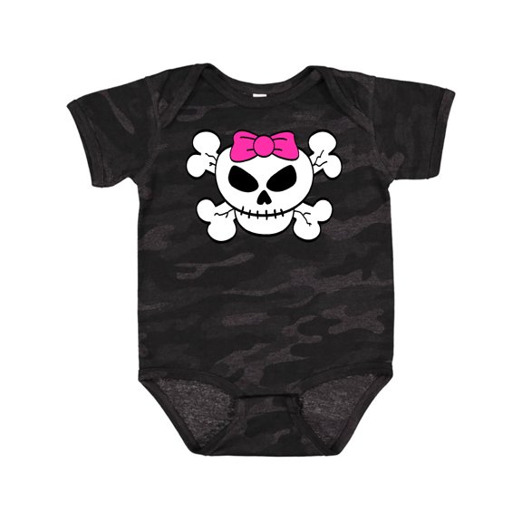 Inktastic Skull with Bow Girls Baby Bodysuit