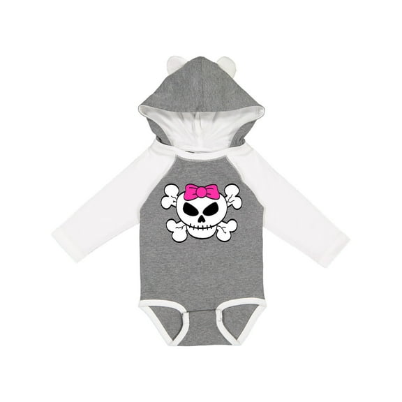 Inktastic Skull with Bow Girls Long Sleeve Baby Bodysuit